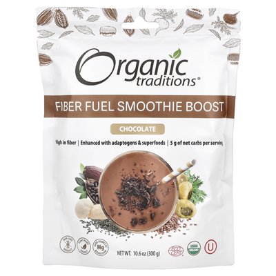 Organic Traditions, Fiber Fuel Smoothie Boost, Chocolate, 10.6 oz (300 g) Organic Traditions, Fiber Fuel Smoothie Boost, Chocolate, 10.6 oz (300 g)
