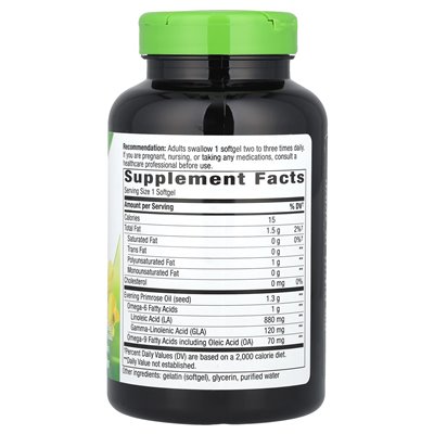 Nature, Nachtkerze, Kaltbadöl, 1300 mg, 120 Kapseln