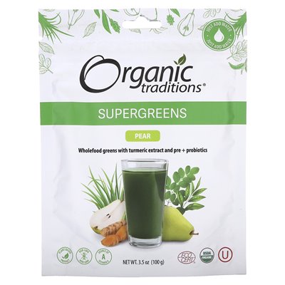 Tradycje ekologiczne, supergreens, gruszka, 3,5 uncji (100 g) Tradycje ekologiczne, supergreens, gruszka, 3,5 uncji (100 g)