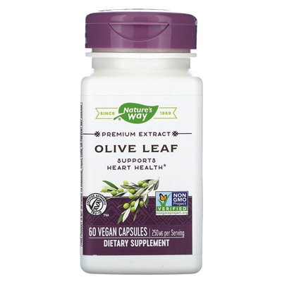 Nature's Way, ekstrakt premium, liść oliwek, 250 mg, 60 wegańskich kapsułek