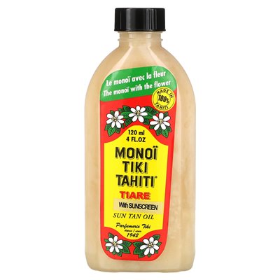 Monoi Tiare Tahiti, Sun Tan Oil z filtrem przeciwsłonecznym, SPF 3, 4 fl oz (120 ml)