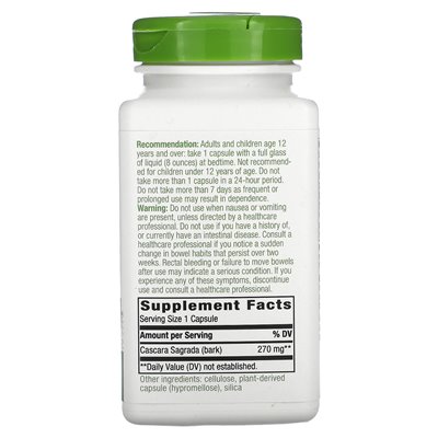Nature's Way, Cascara Sagrada, 270 mg, 180 wegańskich kapsułek Nature's Way, Cascara Sagrada, 270 mg, 180 wegańskich kapsułek