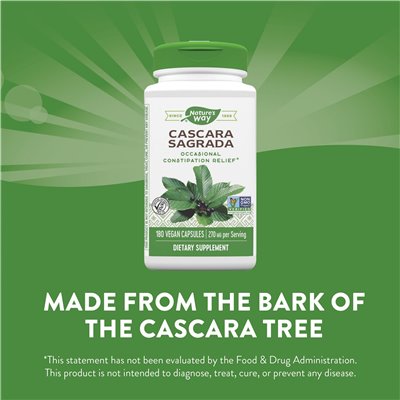 Nature's Way, Cascara Sagrada, 270 mg, 180 wegańskich kapsułek Nature's Way, Cascara Sagrada, 270 mg, 180 wegańskich kapsułek