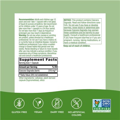 Nature's Way, Cascara Sagrada, 270 mg, 180 vegane Kapseln