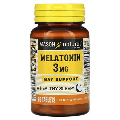Mason Natural, Melatonina, 3 mg, 60 tabletek