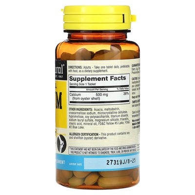 Mason Natural, ostrygi wapnia, 500 mg, 100 tabletek