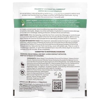 Palmer's, Coconut Oil Formula z witaminą E, kompleks wiązania aminowy, pakiet maskwiczny kondycjonujący wiązanie, 2,1 uncji (60 