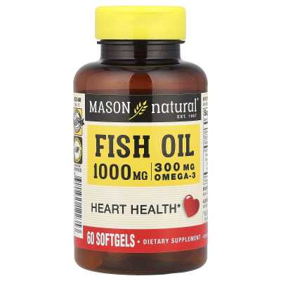 Mason Natural, olej rybny, 1000 mg, 60 miękkich