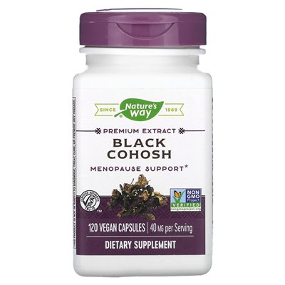 Nature's Way, Black Cohosh, ekstrakt premium, 40 mg, 120 wegańskich kapsułek Nature's Way, Black Cohosh, ekstrakt premium, 40 mg, 120 wegańskich kapsułek