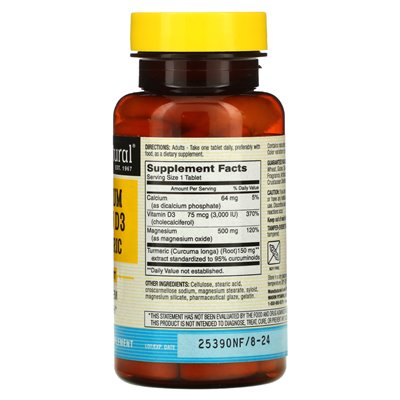 Mason Natural, Magnesium und Vitamin D3 mit Kurkuma, 60 Tabletten