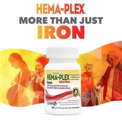 Naturesplus, Hema-Plex, Iron with Essential Nutrients for Healthy Red Blood Cells, 60 Mini Slow Release Tablets