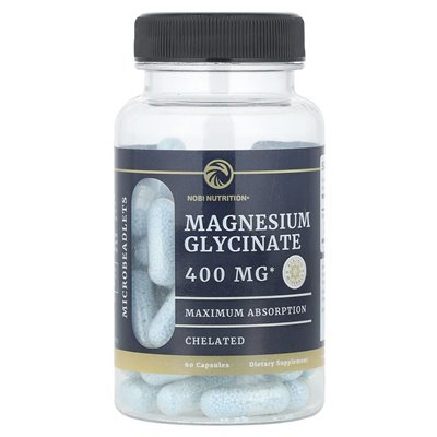 Nobi Nutrition, glicynian magnezu, 400 mg, 60 kapsułek, (200 mg na kapsułkę)