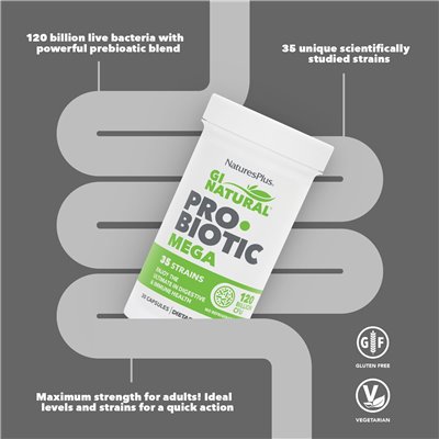 Naturesplus, GI Natural Probiotic Mega, 120 miliardów CFU, 30 kapsułek Naturesplus, GI Natural Probiotic Mega, 120 miliardów CFU, 30 kapsułek