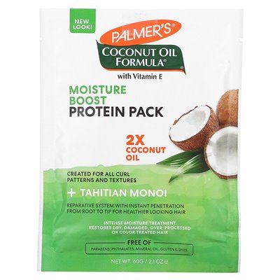 Palmer's, Formuła oleju kokosowego z witaminą E, opakowanie białka do wzmocnienia wilgoci, 2,1 uncji (60 g) Palmer's, Formuła oleju kokosowego z witaminą E, opakowanie białka do wzmocnienia wilgoci, 2,1 uncji (60 g)