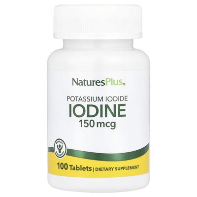 NaturesPlus, Jod, Jodek Potasu, 150 mcg, 100 tabletek NaturesPlus, Jod, Jodek Potasu, 150 mcg, 100 tabletek