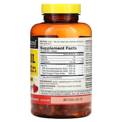 Mason Natural, olej rybny, 1200 mg, 120 miękkich Mason Natural, olej rybny, 1200 mg, 120 miękkich