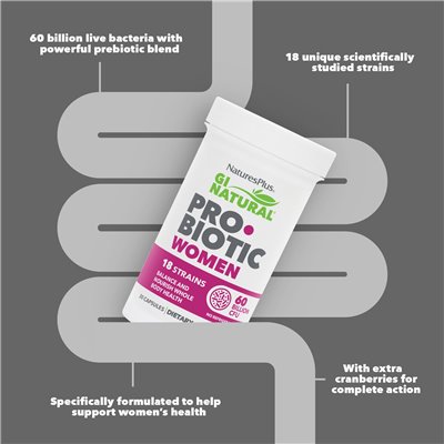 NaturesPlus, GI Natural Probiotyki dla Kobiet, 60 Miliard CFU, 30 Kapsułek NaturesPlus, GI Natural Probiotyki dla Kobiet, 60 Miliard CFU, 30 Kapsułek