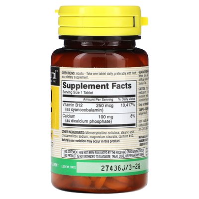 Mason Natural, B-12, 250 mcg, 100 tabletek