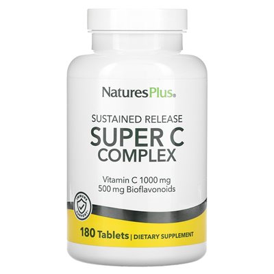 Naturesplus, utrzymujące się wydanie Super C Complex, 180 tabletek Naturesplus, utrzymujące się wydanie Super C Complex, 180 tabletek