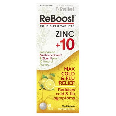 Medinatura, T-Relief ™, Reboost ™, cynk +10, Max Cold &amp Flu Relief, 60 tabletek