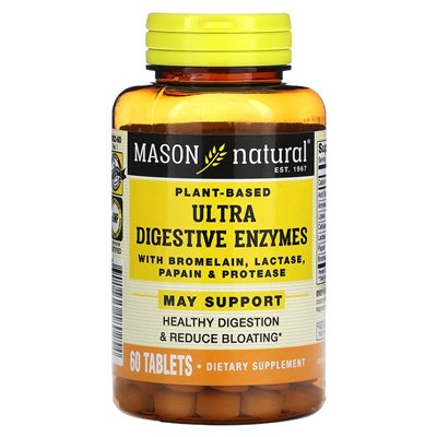 Mason Natural, Plant Based Ultra Digestive Enzymes, 60 Tablets