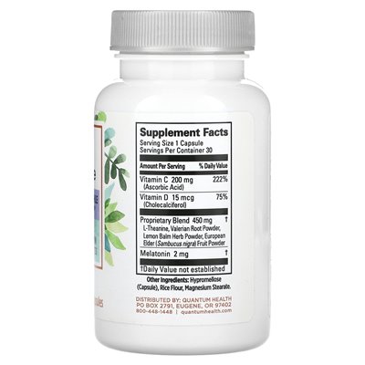 Quantum Health, Melatonin, Sleep + Immunity, 30 Capsules