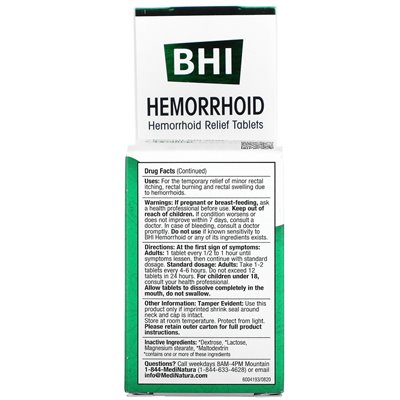 Medinatura, BHI, Hemoroid Relief, 100 tabletek Medinatura, BHI, Hemoroid Relief, 100 tabletek