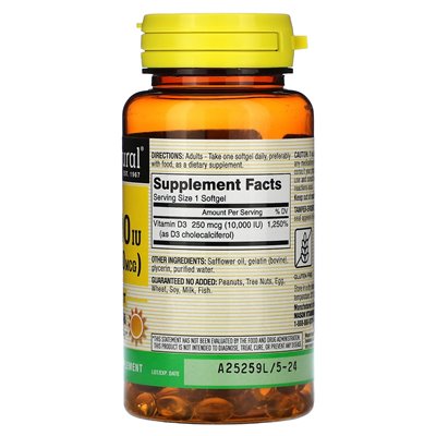 Mason Natural, Witamina D3, 250 mcg (10,000 IU), 60 Softgele Mason Natural, Witamina D3, 250 mcg (10,000 IU), 60 Softgele