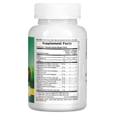 Naturesplus, Parada Zwierząt, Zyme brzucha, owoce tropikalne, 90 tabletek w kształcie zwierząt