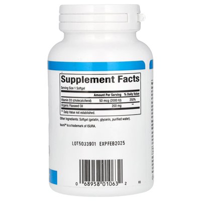 Czynniki naturalne, witamina D3, 50 mcg (2000 IU), 240 miękkich