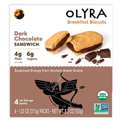 Oliry, Organic Breakfast Cookies, Dark Chocolate Sandwich, 4 Packs, 1.32 oz (37.5 g)