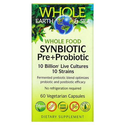 Czynniki naturalne, Whole Ziemia i Morza, Whole Food Synbiotyczny Pre+probiotyk, 10 miliardów, 60 kapsułek wegetariańskich