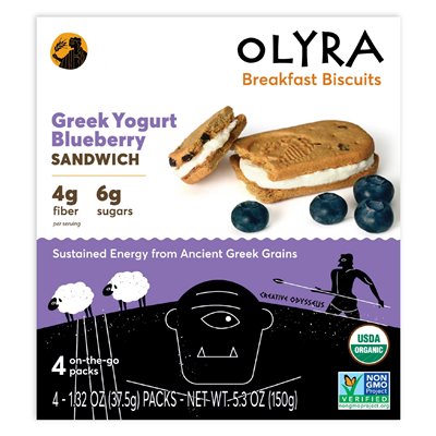 Oliry, Organic Breakfast Cookies, Greek Yogurt Jagur Sandwich, 4 Packs, 1.32 oz (37.5 g)