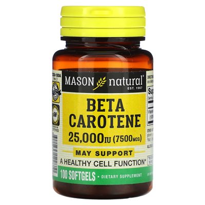 Mason Natural, Beta Carotene, 25 000 IU (7500 mcg), 100 miękkich