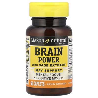 Mason Natural, moc mózgu z ekstraktem szałwii, 60 kaplezów