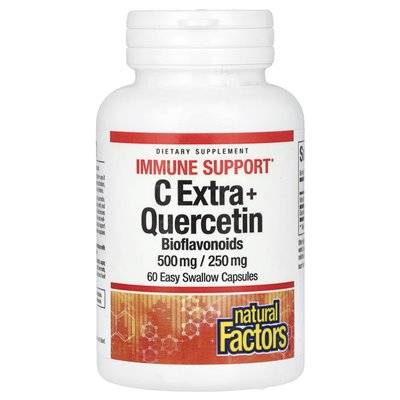 Czynniki naturalne, c extra + kwercetyna, 500 mg/ 250 mg, 60 łatwych kapsułek jaskółek