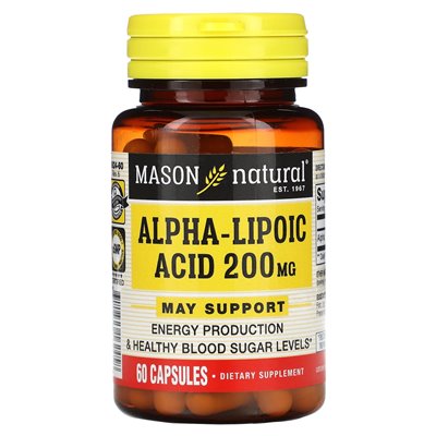 Mason Natural, kwas alfa-lipoinowy, 200 mg, 60 kapsułek Mason Natural, kwas alfa-lipoinowy, 200 mg, 60 kapsułek