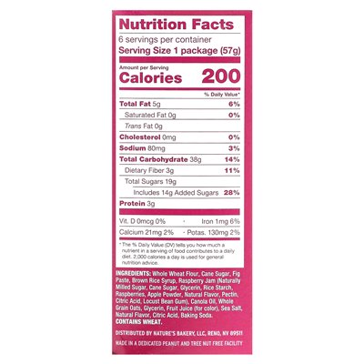 Nature's Bakery, Feigenriegel, Himbeere, 6 Packungen, 2 oz (57 g)