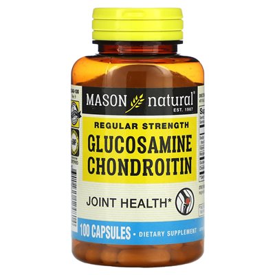 Mason Natural, glukozamina chondroityna, regularna siła, 100 kapsułek