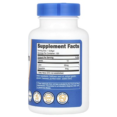 Nutricost, zeaksantyna z luteiną, 120 miękkich