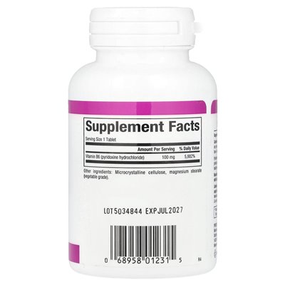 Czynniki naturalne, witamina B6, 100 mg, 90 tabletek