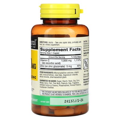 Mason Natural, Vitamin C mit Hagebutten und Zink, 1000 mg, 100 Kapseln