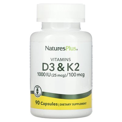 NaturesPlus, Witamina D3 & K2, 90 Kapsułek NaturesPlus, Witamina D3 & K2, 90 Kapsułek