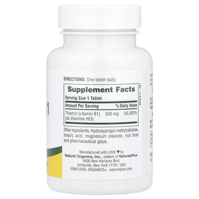 Naturesplus, witamina B1, 300 mg, 90 tabletek