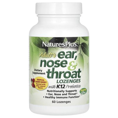 Naturesplus, Adult Ear, Nose & Throat with K12 Probiotics, Natural Tropical Cherry, 60 Supplements