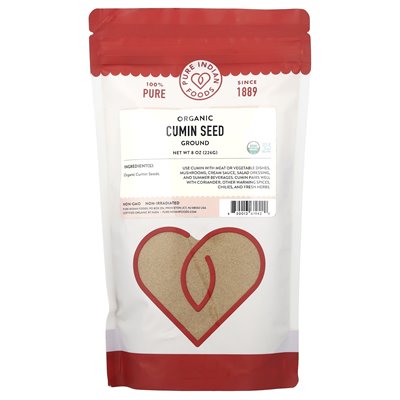 Pure Indian Foods, Organic Cumin Need, Ground, 8 uncji (226 g) Pure Indian Foods, Organic Cumin Need, Ground, 8 uncji (226 g)