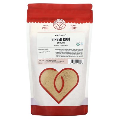 Pure Indian Foods, Organic Ginger Root, Ground, 8 uncji (226 g)