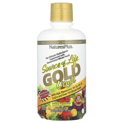 Naturesplus, źródło życia®, złotą płyn, owoce tropikalne, 30 fl Oz (887,10 ml)