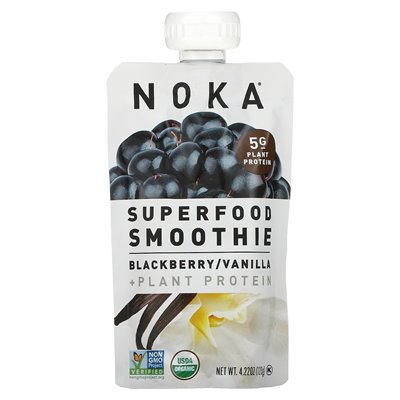 Noka, Superfood Smoothie + Plant-Based Protein, Blackberry, Vanilla, 4.22 oz (120 g)