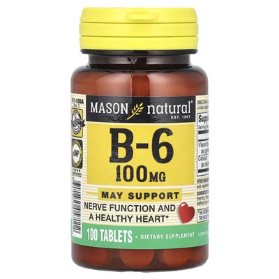 Mason Natural, Vitamin B6, 100 mg, 100 Tabletten